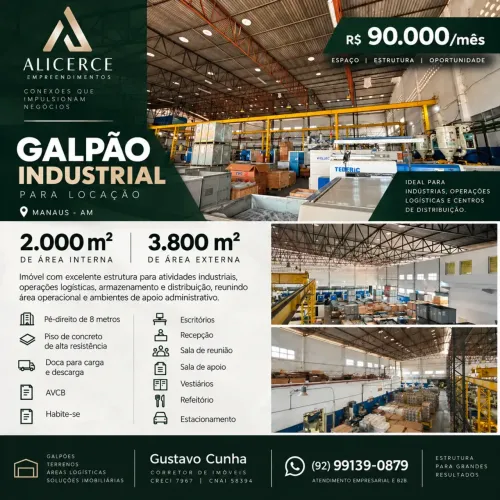 ALUGO GALPÃO COM 2800 M2 NO DISTRITO INDUSTRIAL NIVEL 5