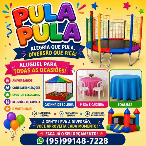Aluguel de pula pula apartir de 90 reais