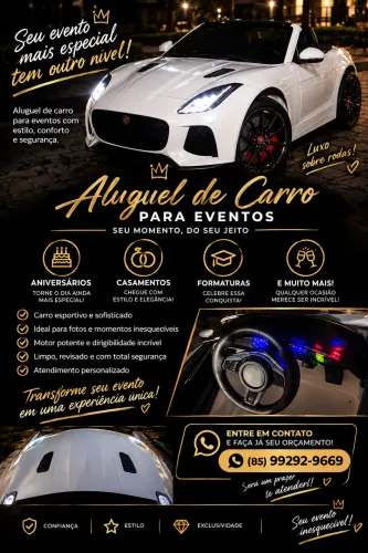 Carro elétrico infantil pro seu evento