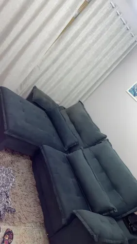Sofa top de linha 5 lugares azul granito