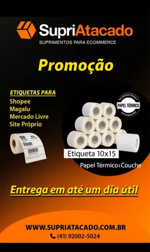 Etiqueta 10x15 Mercado Livre, Shopee, TikTok, Correios