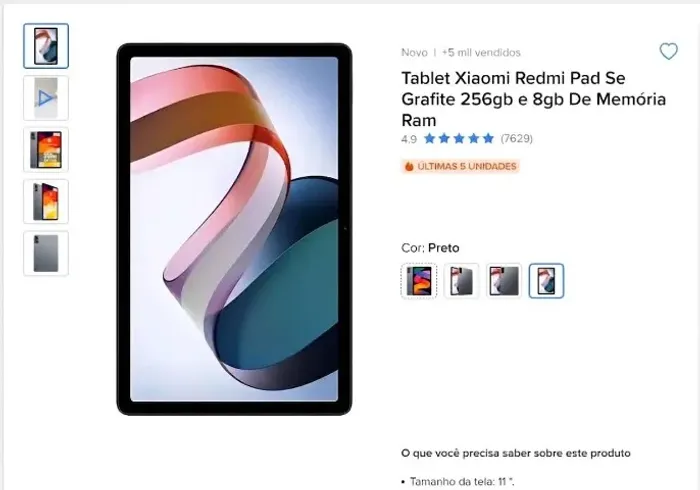 VENDO TABLET REDMI PAD SE GRAPHITE GRAY