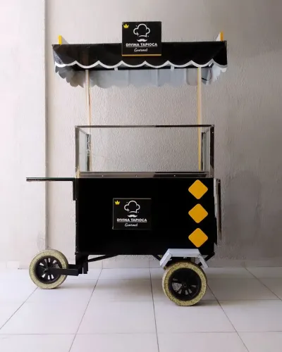 CARRINHO DE LANCHE COM ILUMINAÇÃO DE LED E CONSERVADOR ACOMPANHA FOGÃO 2 BOCAS