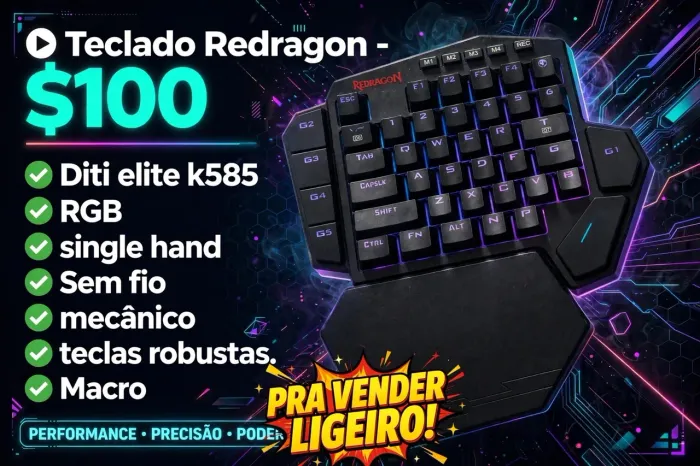 Teclado sem fio redragon com RGB-$110
