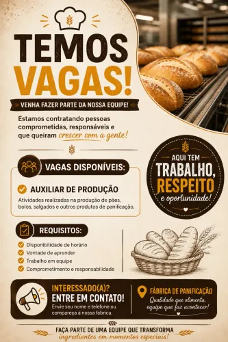 Contratação auxiliar de produção.