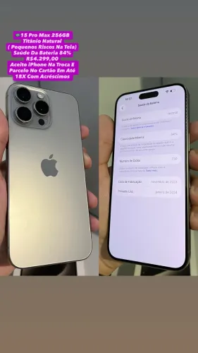 iPhone 15 Pro Max 256GB Titânio Natural ( Pequenos Riscos Na Tela ) Usado