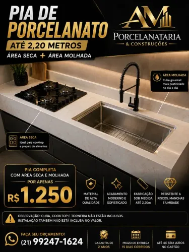 Pias de cozinha em porcelanato