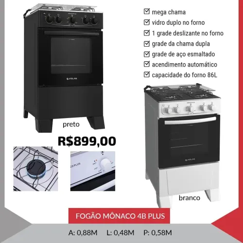 Fogão 4 bocas Mônaco- Novo na caixa