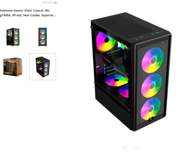 Gabinete Gamer Vidro Lateral, Mt-g140bk, M-atx, Sem Cooler, Suporta Watercooler