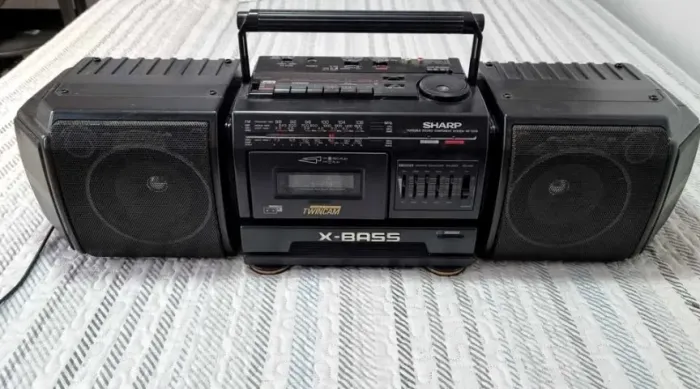 Antigo Radio Sharp Toca Fitas cassete fita k7 RADIO Am E Fm Boombox MINI SYSTEM duplo deck