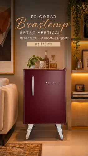 Frigobar Brastemp Vinho Design Retro Pés Cobreado Elegante 