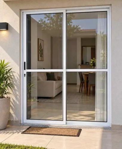 PORTA DE VIDRO DE CORRER BRANCO 2.10X1.50 BRANCO - OFERTA LIMITADA