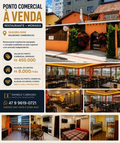 RESTAURANTE MONTADO COM MORADIA EM CIMA NA PRAIA CENTRAL DE BALNEARIO CAMBORIU-SC