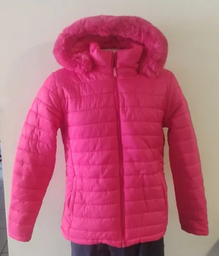 Jaqueta Puffer Feminina Bobojaco Com Capuz Pelinho rosa