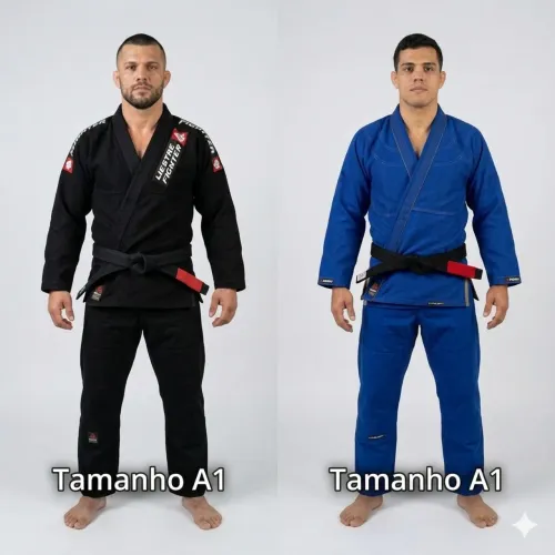 Kimonos BJJ Tamanho A1 - Mestre Fighter (Preto) e Keiko (Azul)