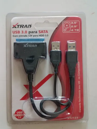 Adaptador USB 3.0 para SATA Xtrad XT2151 HD SSD 2.5 e 3.5<br>
