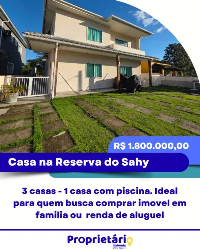 3 Casas no Reserva do Sahy, 1 com Piscina - Mangaratiba/RJ | R$ 1,8 Mi