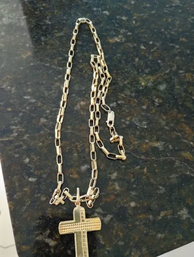 Cordão de prata banhado a ouro 