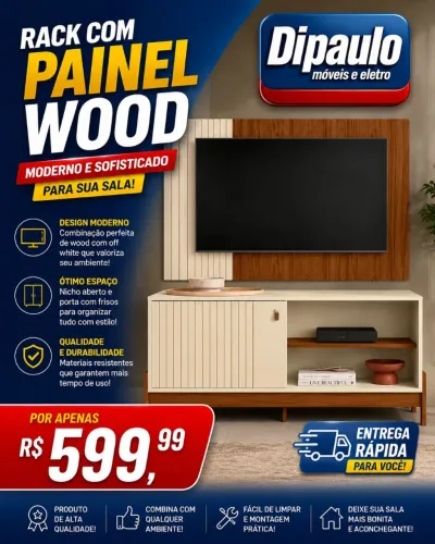COMBO RACK PAINEL MOBLER 1.2 WOOD