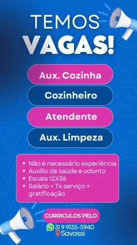 Restaurante na Savassi contrata - Cozinheiro / Aux. Prod. / Aux. Coz. / Aux. Limpez