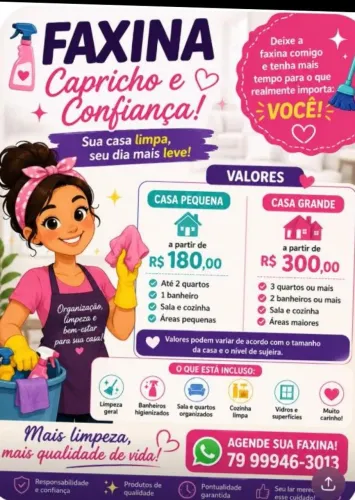 Sou faxineira e babá estou disponível 