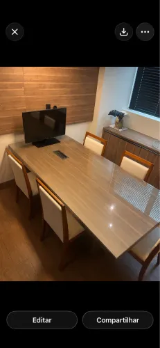 Mesa de Reunião Corporativa Premium com Vidro + 5 Cadeiras