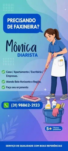 Faxineira -Diarista- Atendo Toda BH e Região - Casa/Apartamento/Escritório - *