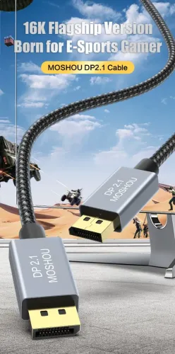 Cabo displayport moshou 2.1 80gbps hdr10 3 metros