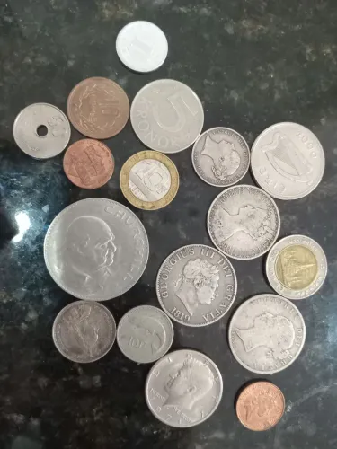 Lote Moedas Antigas, Europa, Asia e EUA