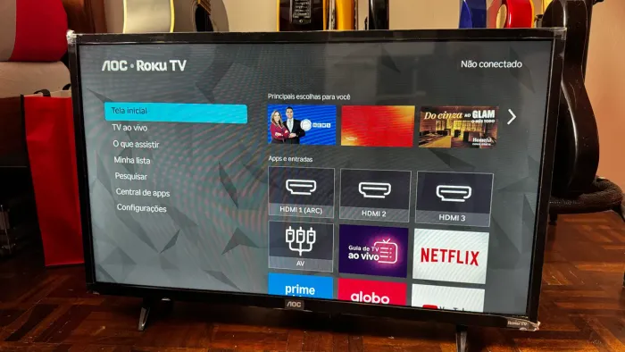 Smart AOC Tv Roku 32'' Hd Led 3 Hdmi 1 Usb 32s5195 Aoc Bivolt