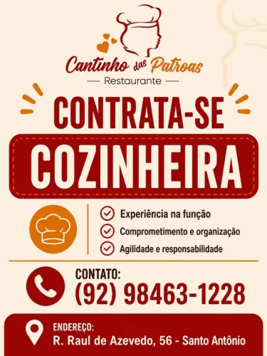 Cozinheira e Churrasqueiro com experiência 
