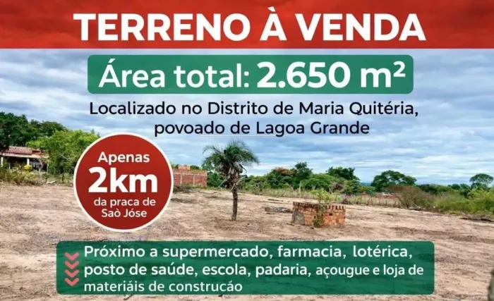 ÓTIMO TERRENO NO DISTRITO DE MARIA QUITÉRIA ( FEIRA DE SANTANA)