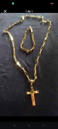 Kit corrente e pulseira aço inoxidável pegar Ceasa