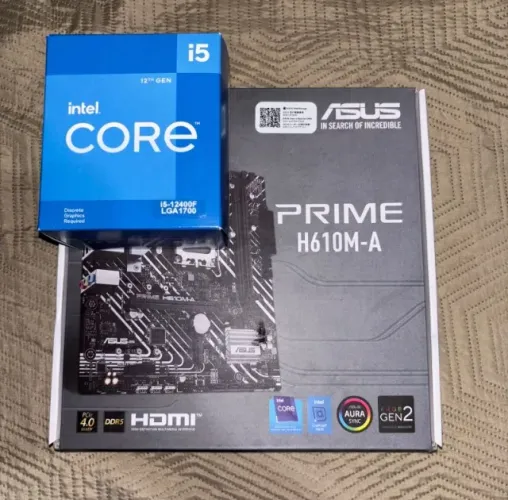 PLACA MÃE H610M DDR5 E I5 12400F
