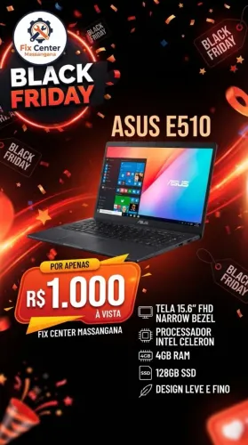 Notebook ASUS Vivobook Go 15 (E510) Intel dual core 4gb DDR4 e SSD 128gb Tela 15.6