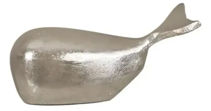 ENFEITE DECORATIVO BALEIA PRATEADA EM TOK STOK 17cm X 7cm Peso: 366g