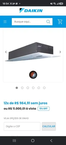 AR CONDICIONADO DAIKIN CASSETE 18000 BTUS LACRADO E NF