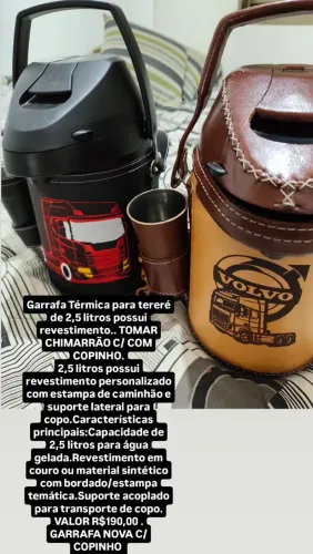 Garrafa Térmic para tereré de 2,5 litros possui revestimento.. TOMAR CHIMARRÃO C/ COM COP