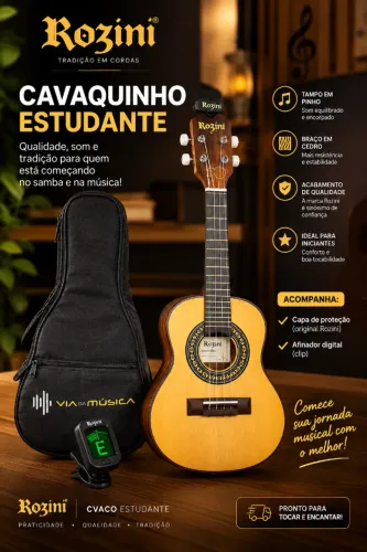 Cavaquinho Rozini Estudante + Capa + Afinador