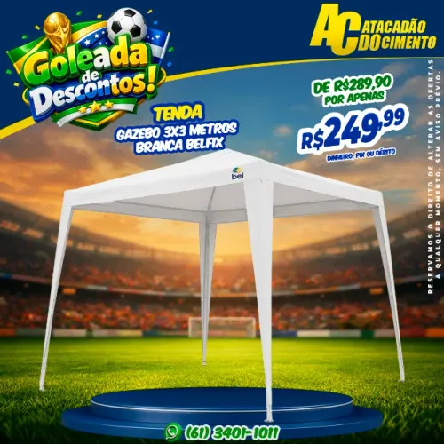 Tenda Gazebo 3x3 Metros Branca Belfix
