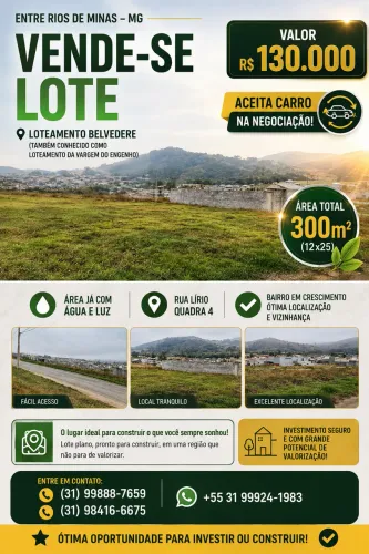 Vendo ou troco lote entre rios de minas