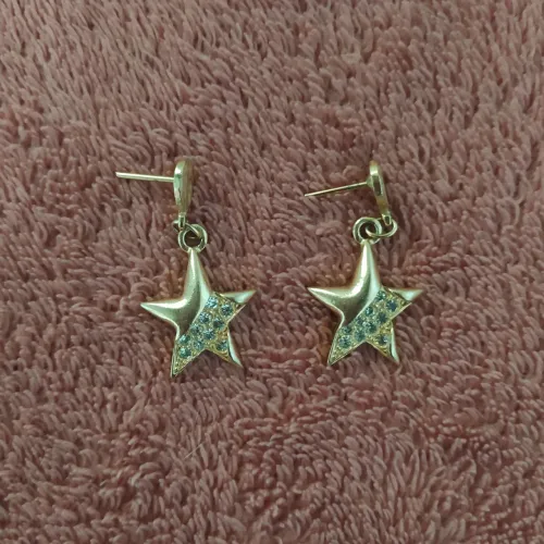 Brincos de Estrela com Strass Folheados a Ouro