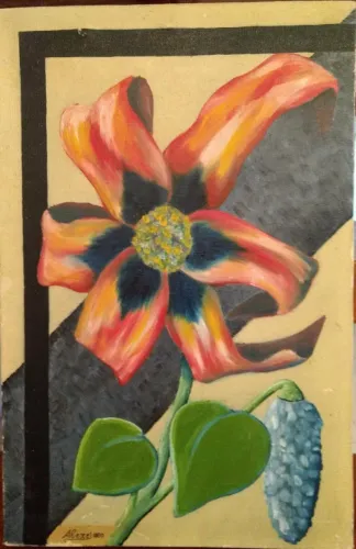 Quadro Flor, óleo sobre tela, sem moldura, 48 x 27 cm