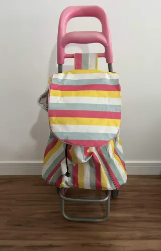 Carrinho de feira/compras Leva Tudo cor rosa multicor 90cm