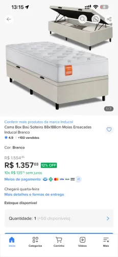 Colchão inducol molas ensacadas solteiro + cama box baú (novos)
