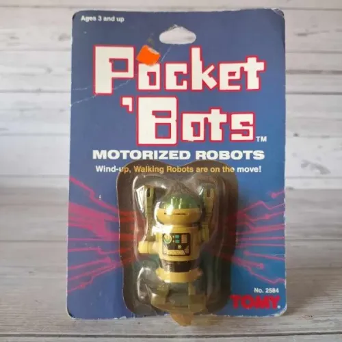 Robô Vintage De Corda Pocket 'Bots Tomy 1984 - Lacrado Na Cartela