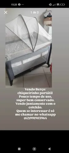 VENDO BERÇO PORTÁTIL SOMENTE A VISTA PIX 400