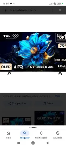 Tv75 polegadas TCL 75p7k