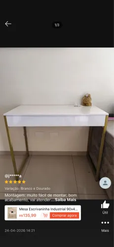 Mesa escrivaninha industrial 90x45x76cm
