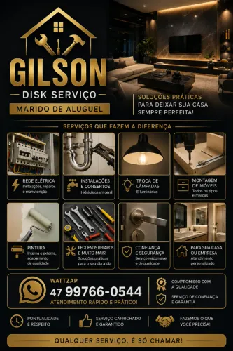 Marido de aluguel Gilson Disk Serviço eletricista, encanador, consertos e reparos em geral